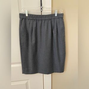 J Crew Lined Wool Grey Striped skirt with pockets